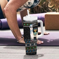 Happy Hanukkah Llama Tumbler With Handle Funny Menorah for Jewish Holiday - Wonder Print Shop