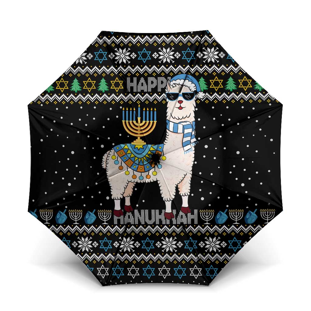 Happy Hanukkah Llama Umbrella Funny Menorah for Jewish Holiday - Wonder Print Shop