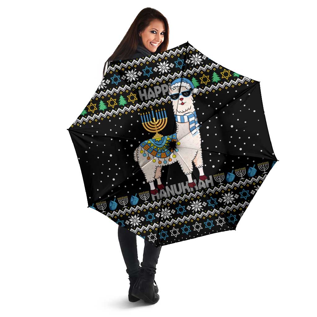 Happy Hanukkah Llama Umbrella Funny Menorah for Jewish Holiday - Wonder Print Shop