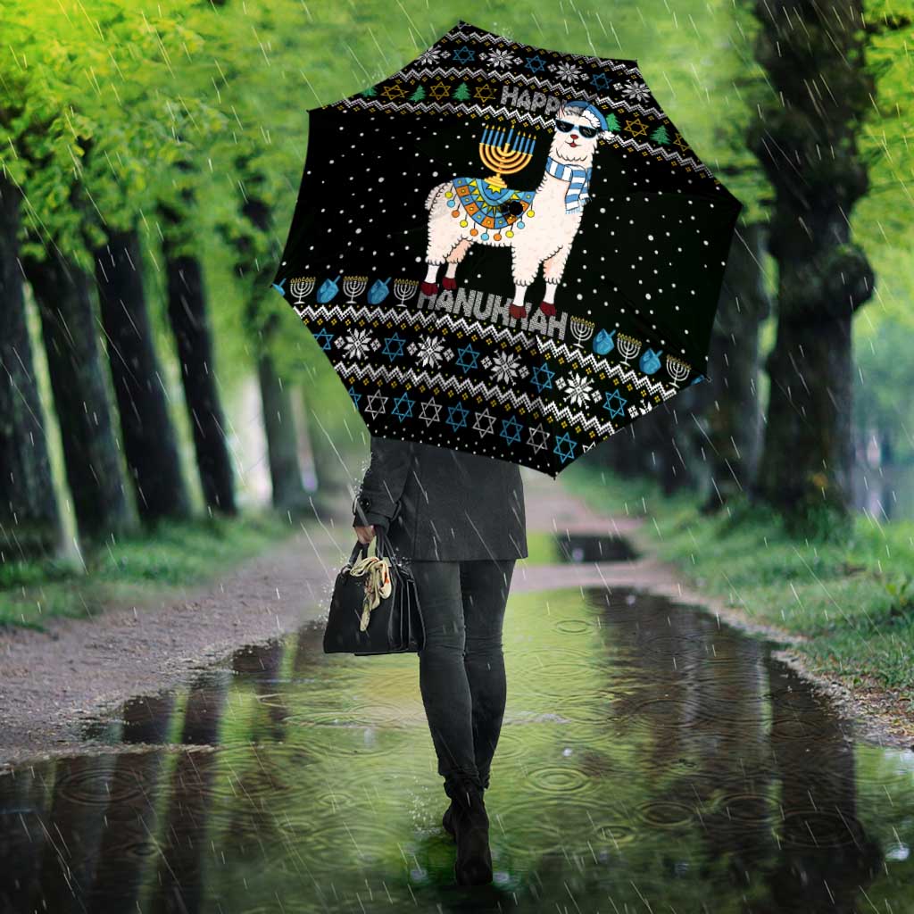 Happy Hanukkah Llama Umbrella Funny Menorah for Jewish Holiday - Wonder Print Shop