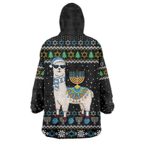 Happy Hanukkah Llama Wearable Blanket Hoodie Funny Menorah for Jewish Holiday - Wonder Print Shop