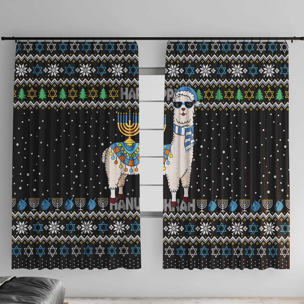 Happy Hanukkah Llama Window Curtain Funny Menorah for Jewish Holiday - Wonder Print Shop