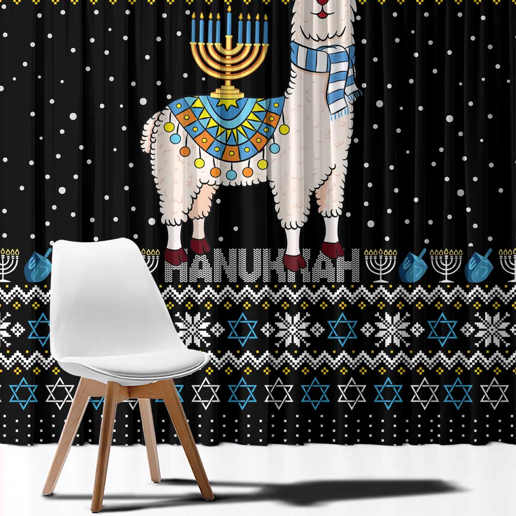 Happy Hanukkah Llama Window Curtain Funny Menorah for Jewish Holiday - Wonder Print Shop