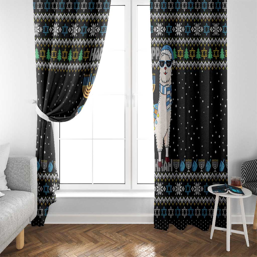 Happy Hanukkah Llama Window Curtain Funny Menorah for Jewish Holiday - Wonder Print Shop