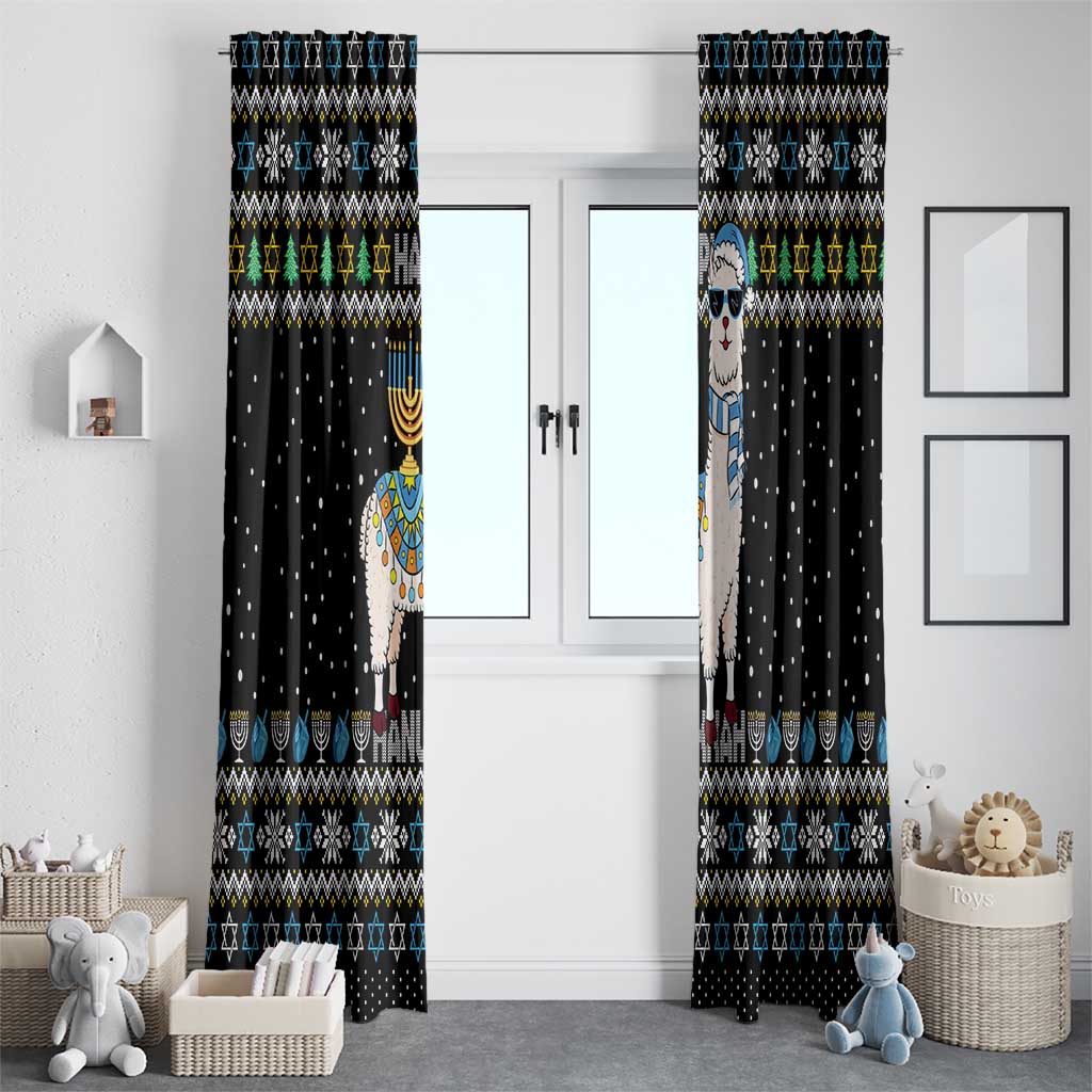 Happy Hanukkah Llama Window Curtain Funny Menorah for Jewish Holiday - Wonder Print Shop