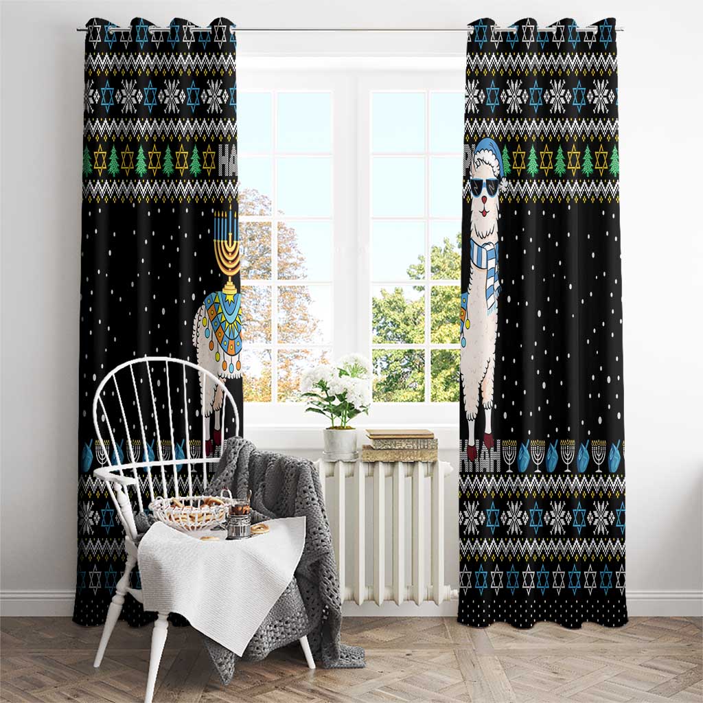 Happy Hanukkah Llama Window Curtain Funny Menorah for Jewish Holiday - Wonder Print Shop