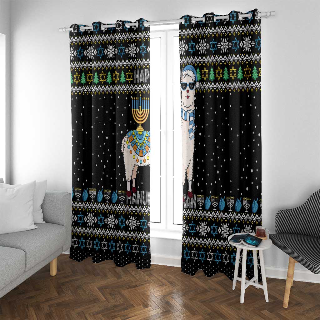 Happy Hanukkah Llama Window Curtain Funny Menorah for Jewish Holiday - Wonder Print Shop