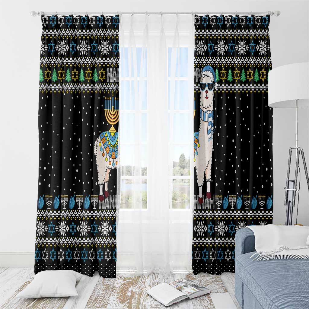 Happy Hanukkah Llama Window Curtain Funny Menorah for Jewish Holiday - Wonder Print Shop