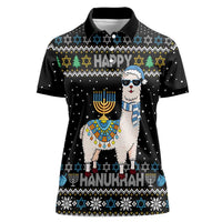 Happy Hanukkah Llama Women Polo Shirt Funny Menorah for Jewish Holiday - Wonder Print Shop