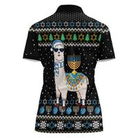Happy Hanukkah Llama Women Polo Shirt Funny Menorah for Jewish Holiday - Wonder Print Shop