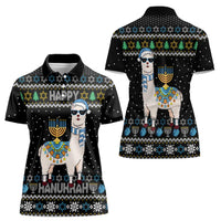 Happy Hanukkah Llama Women Polo Shirt Funny Menorah for Jewish Holiday - Wonder Print Shop