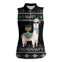 Happy Hanukkah Llama Women Sleeveless Polo Shirt Funny Menorah for Jewish Holiday - Wonder Print Shop