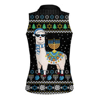 Happy Hanukkah Llama Women Sleeveless Polo Shirt Funny Menorah for Jewish Holiday - Wonder Print Shop