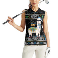 Happy Hanukkah Llama Women Sleeveless Polo Shirt Funny Menorah for Jewish Holiday - Wonder Print Shop
