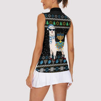 Happy Hanukkah Llama Women Sleeveless Polo Shirt Funny Menorah for Jewish Holiday - Wonder Print Shop