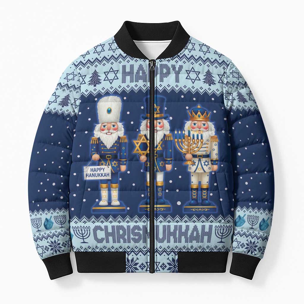 Chrismukkah Nutcracker Bomber Puffer Jacket Funny Hanukkah Xmas Style - Wonder Print Shop