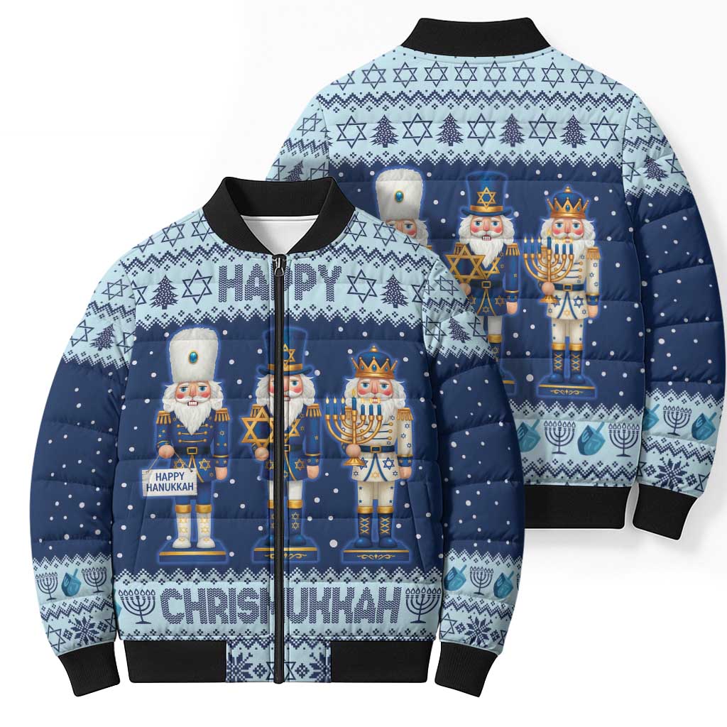 Chrismukkah Nutcracker Bomber Puffer Jacket Funny Hanukkah Xmas Style - Wonder Print Shop