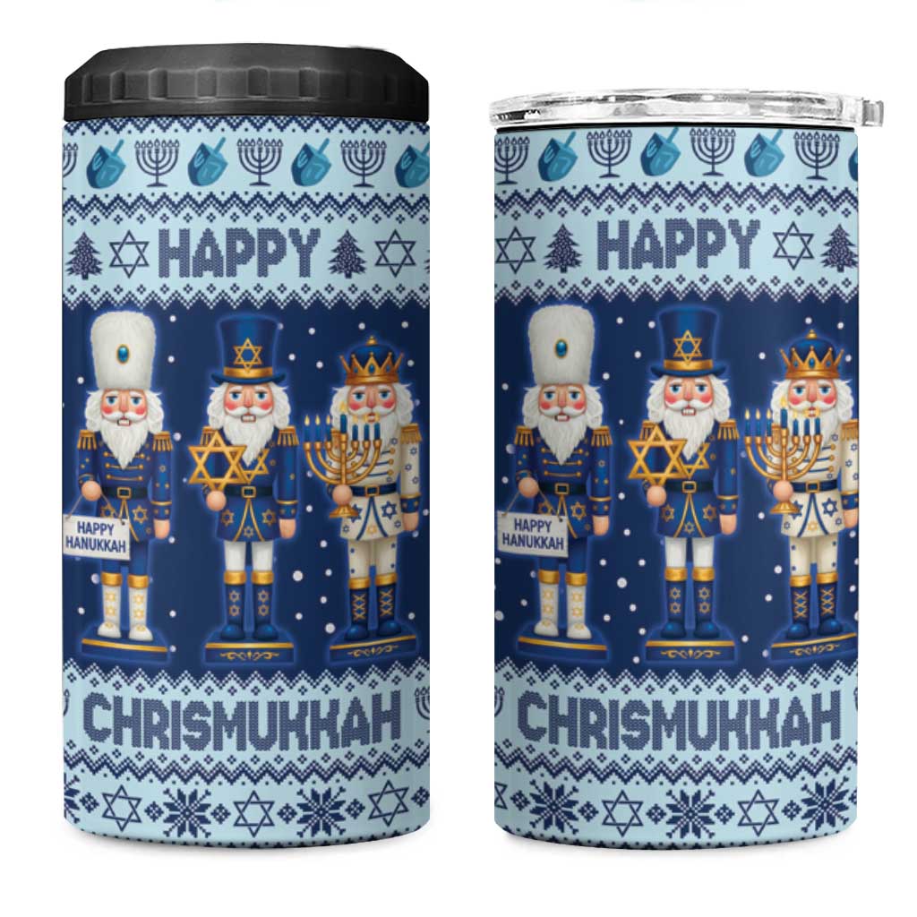 Chrismukkah Nutcracker 4 in 1 Can Cooler Tumbler Funny Hanukkah Xmas Style - Wonder Print Shop