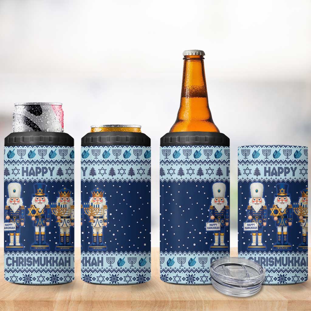 Chrismukkah Nutcracker 4 in 1 Can Cooler Tumbler Funny Hanukkah Xmas Style - Wonder Print Shop