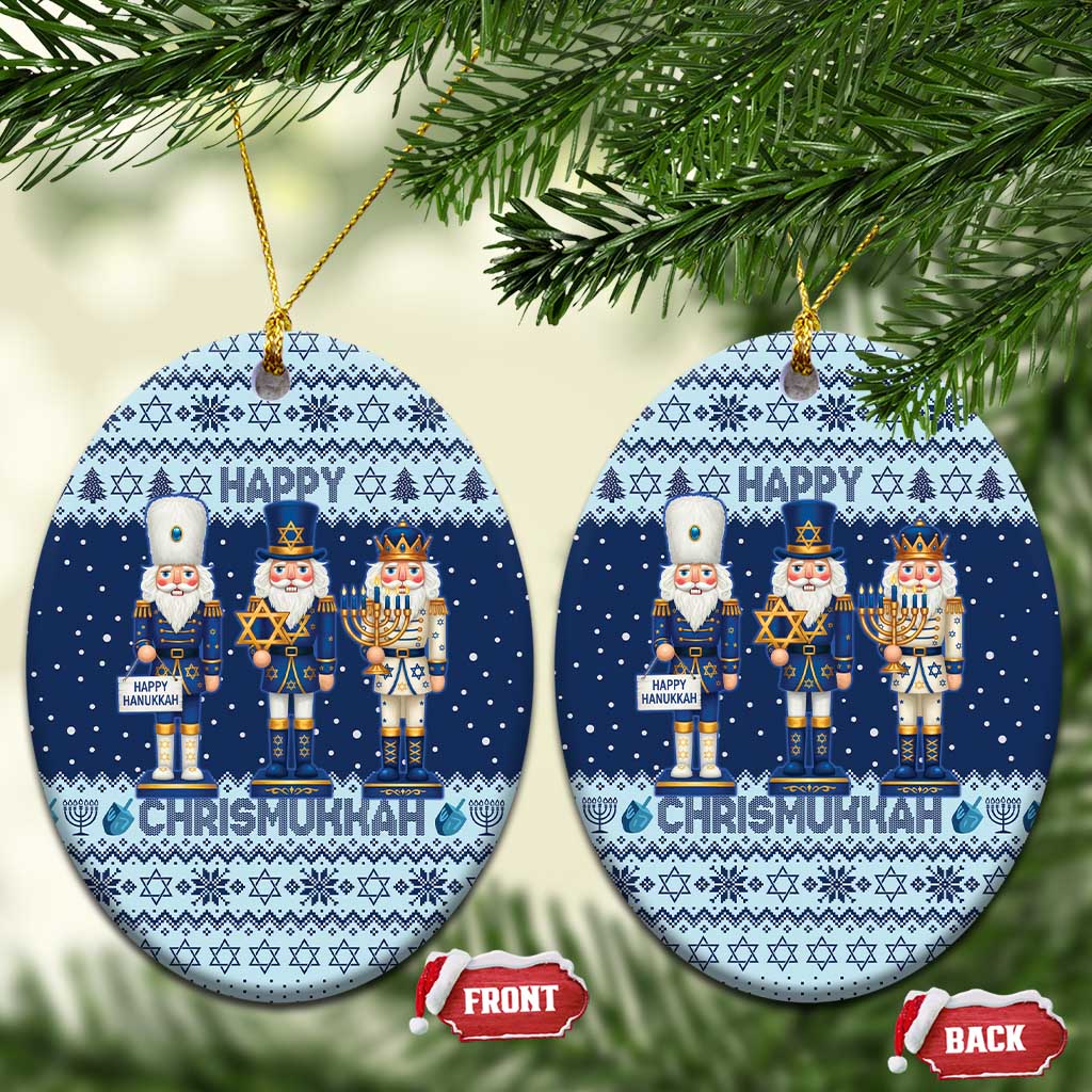 Chrismukkah Nutcracker Ceramic Ornament Funny Hanukkah Xmas Style - Wonder Print Shop
