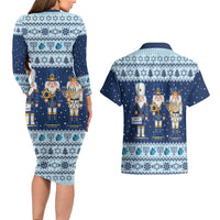 Chrismukkah Nutcracker Couples Matching Long Sleeve Bodycon Dress and Hawaiian Shirt Funny Hanukkah Xmas Style - Wonder Print Shop