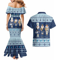 Chrismukkah Nutcracker Couples Matching Mermaid Dress and Hawaiian Shirt Funny Hanukkah Xmas Style - Wonder Print Shop