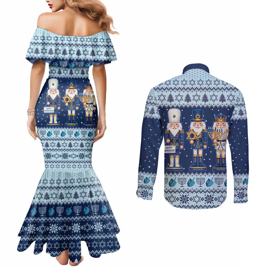 Chrismukkah Nutcracker Couples Matching Mermaid Dress and Long Sleeve Button Shirt Funny Hanukkah Xmas Style - Wonder Print Shop