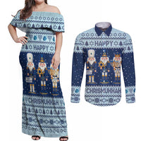 Chrismukkah Nutcracker Couples Matching Off Shoulder Maxi Dress and Long Sleeve Button Shirt Funny Hanukkah Xmas Style - Wonder Print Shop