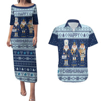 Chrismukkah Nutcracker Couples Matching Puletasi and Hawaiian Shirt Funny Hanukkah Xmas Style - Wonder Print Shop