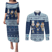 Chrismukkah Nutcracker Couples Matching Puletasi and Long Sleeve Button Shirt Funny Hanukkah Xmas Style - Wonder Print Shop