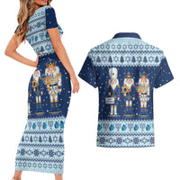 Chrismukkah Nutcracker Couples Matching Short Sleeve Bodycon Dress and Hawaiian Shirt Funny Hanukkah Xmas Style - Wonder Print Shop