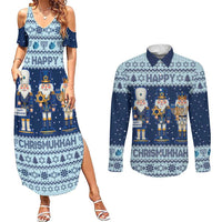 Chrismukkah Nutcracker Couples Matching Summer Maxi Dress and Long Sleeve Button Shirt Funny Hanukkah Xmas Style - Wonder Print Shop