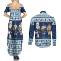Chrismukkah Nutcracker Couples Matching Summer Maxi Dress and Long Sleeve Button Shirt Funny Hanukkah Xmas Style - Wonder Print Shop