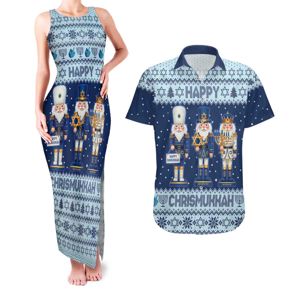 Chrismukkah Nutcracker Couples Matching Tank Maxi Dress and Hawaiian Shirt Funny Hanukkah Xmas Style - Wonder Print Shop