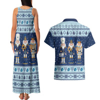 Chrismukkah Nutcracker Couples Matching Tank Maxi Dress and Hawaiian Shirt Funny Hanukkah Xmas Style - Wonder Print Shop