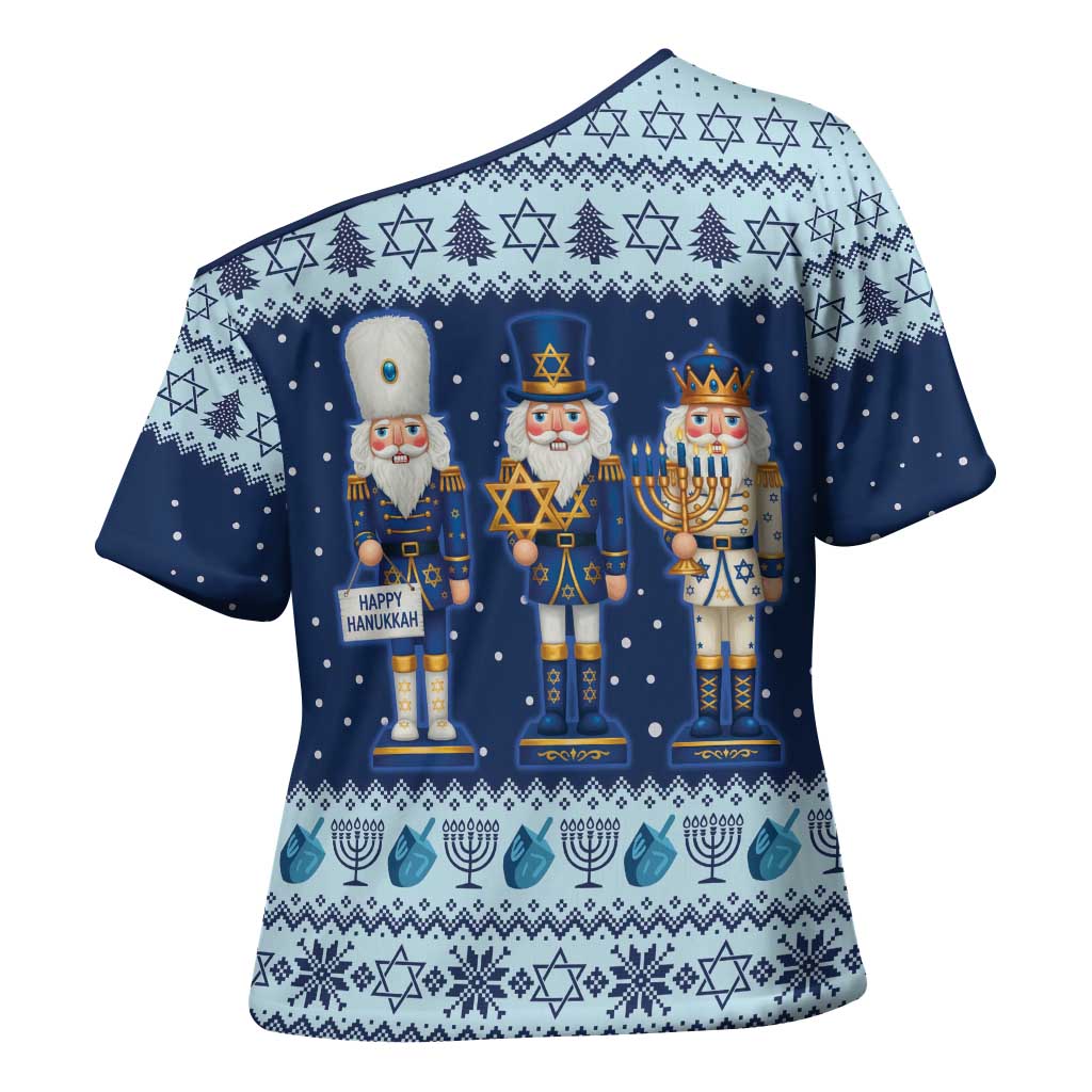 Chrismukkah Nutcracker Cross Shoulder Shirt Funny Hanukkah Xmas Style - Wonder Print Shop