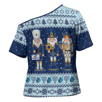 Chrismukkah Nutcracker Cross Shoulder Shirt Funny Hanukkah Xmas Style - Wonder Print Shop