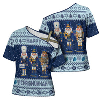 Chrismukkah Nutcracker Cross Shoulder Shirt Funny Hanukkah Xmas Style - Wonder Print Shop