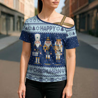 Chrismukkah Nutcracker Cross Shoulder Shirt Funny Hanukkah Xmas Style - Wonder Print Shop