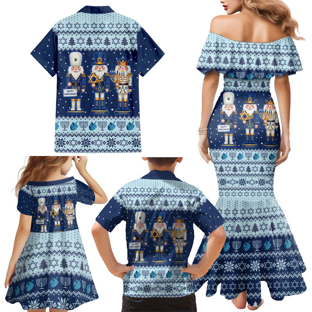Chrismukkah Nutcracker Family Matching Mermaid Dress and Hawaiian Shirt Funny Hanukkah Xmas Style - Wonder Print Shop