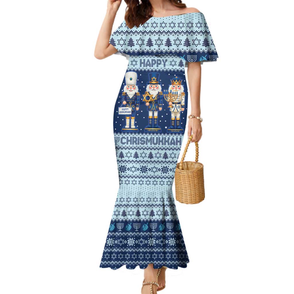 Chrismukkah Nutcracker Family Matching Mermaid Dress and Hawaiian Shirt Funny Hanukkah Xmas Style - Wonder Print Shop