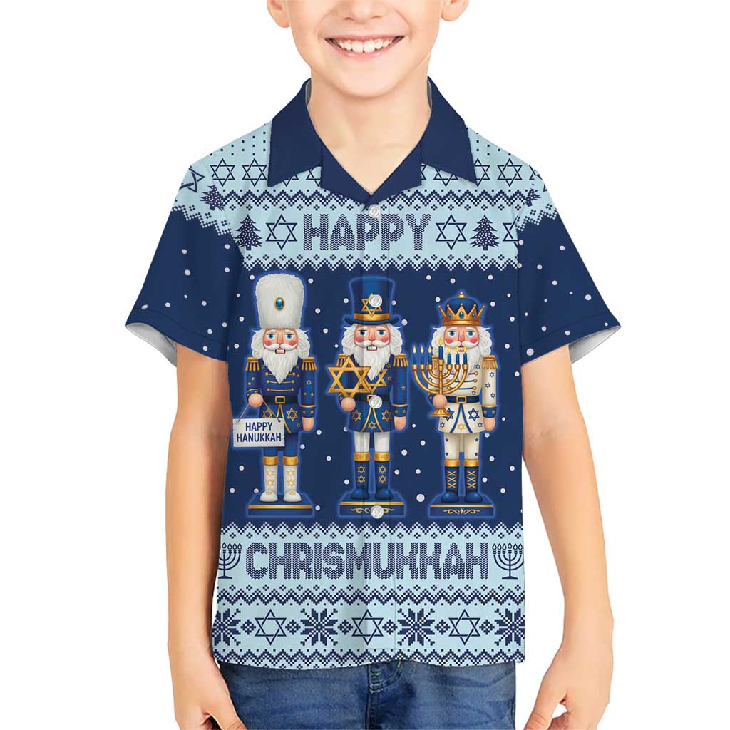Chrismukkah Nutcracker Family Matching Off The Shoulder Long Sleeve Dress and Hawaiian Shirt Funny Hanukkah Xmas Style - Wonder Print Shop