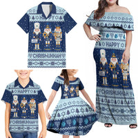 Chrismukkah Nutcracker Family Matching Off Shoulder Maxi Dress and Hawaiian Shirt Funny Hanukkah Xmas Style - Wonder Print Shop