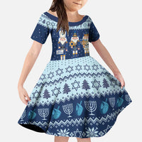 Chrismukkah Nutcracker Family Matching Off Shoulder Short Dress and Hawaiian Shirt Funny Hanukkah Xmas Style - Wonder Print Shop