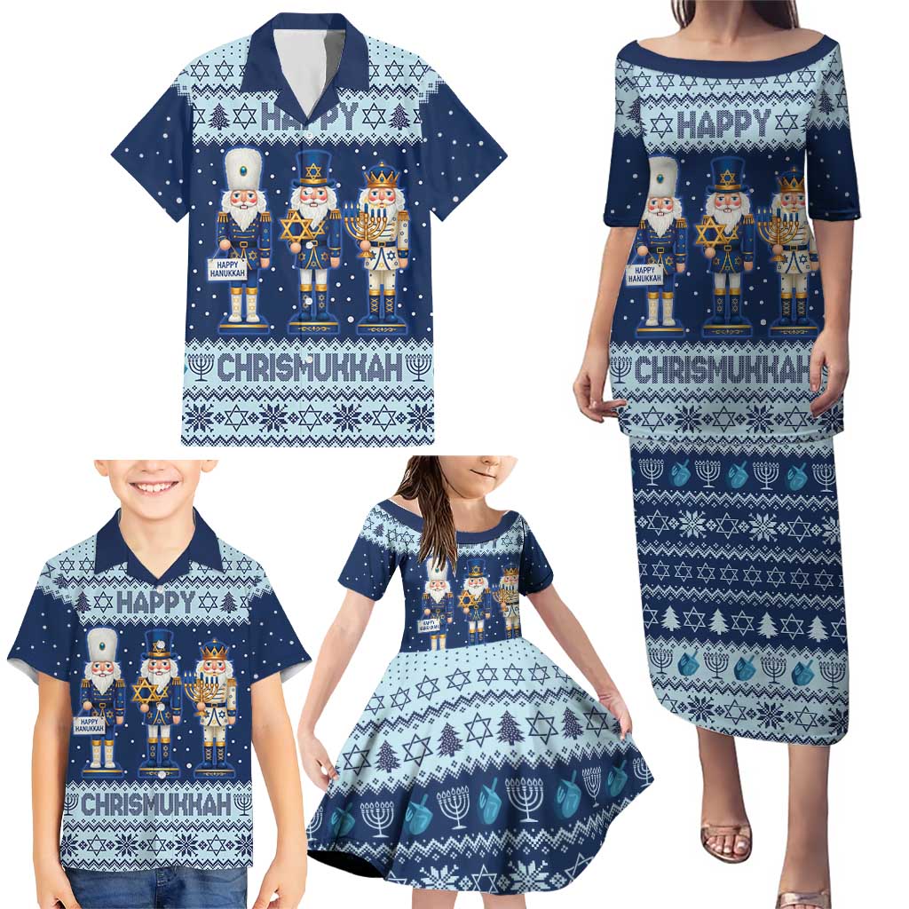 Chrismukkah Nutcracker Family Matching Puletasi and Hawaiian Shirt Funny Hanukkah Xmas Style - Wonder Print Shop