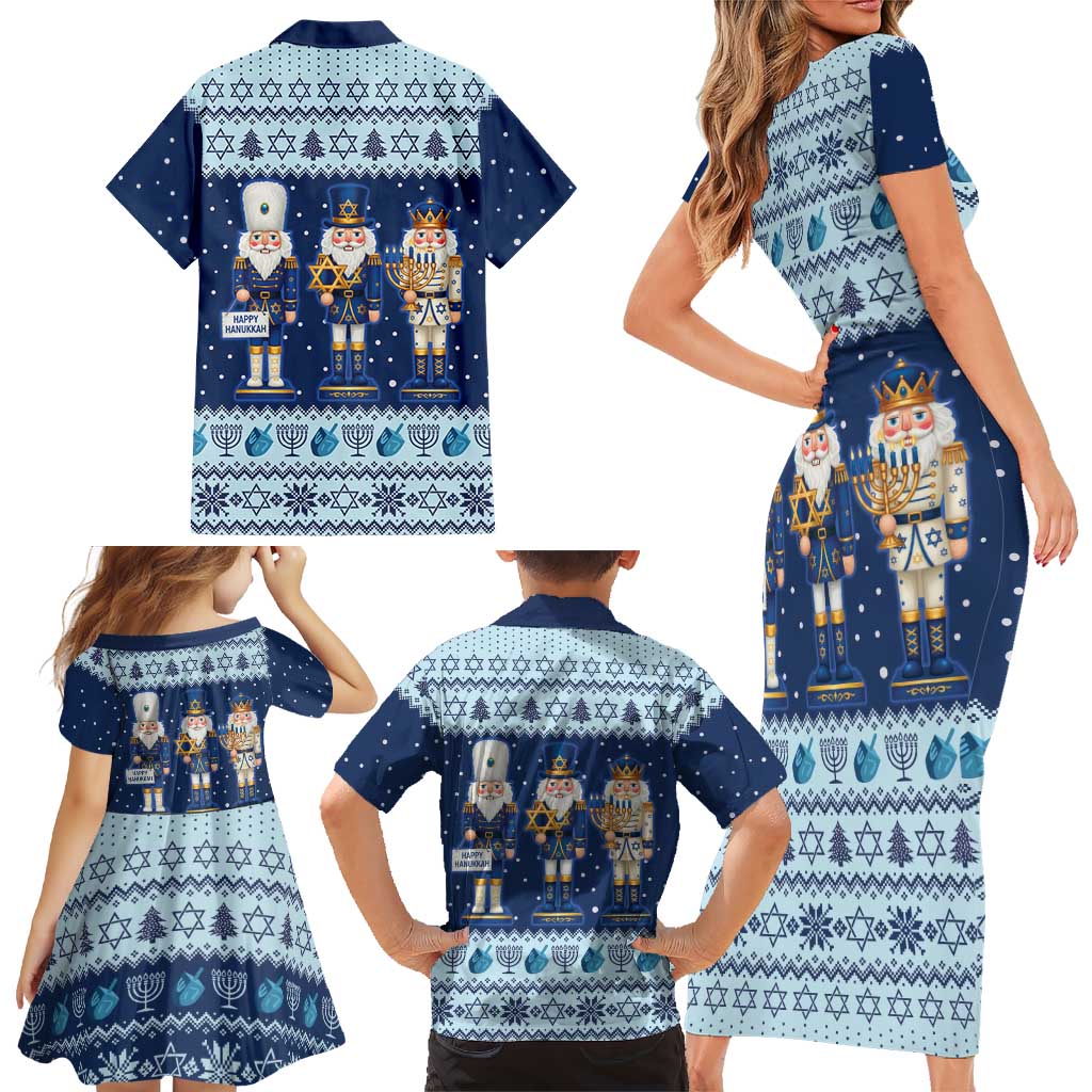 Chrismukkah Nutcracker Family Matching Short Sleeve Bodycon Dress and Hawaiian Shirt Funny Hanukkah Xmas Style - Wonder Print Shop