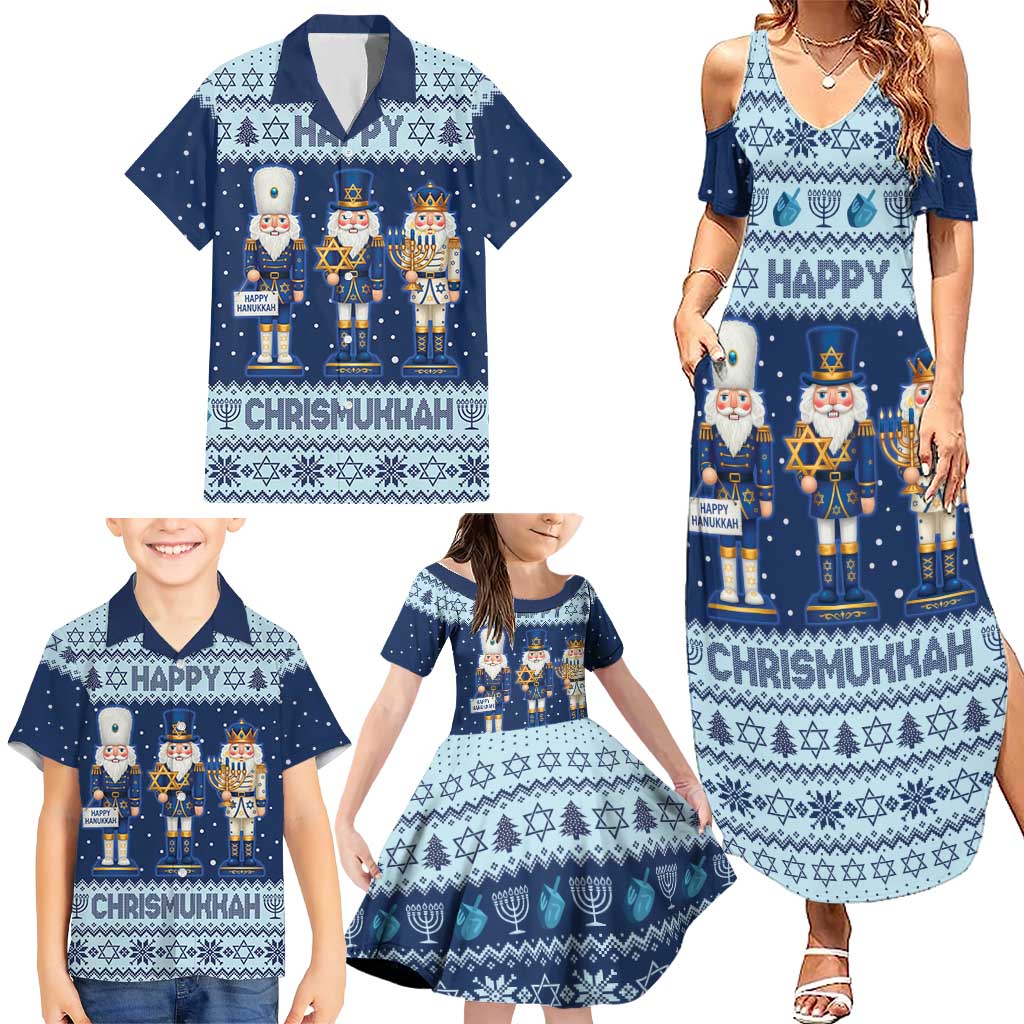 Chrismukkah Nutcracker Family Matching Summer Maxi Dress and Hawaiian Shirt Funny Hanukkah Xmas Style - Wonder Print Shop