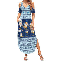 Chrismukkah Nutcracker Family Matching Summer Maxi Dress and Hawaiian Shirt Funny Hanukkah Xmas Style - Wonder Print Shop