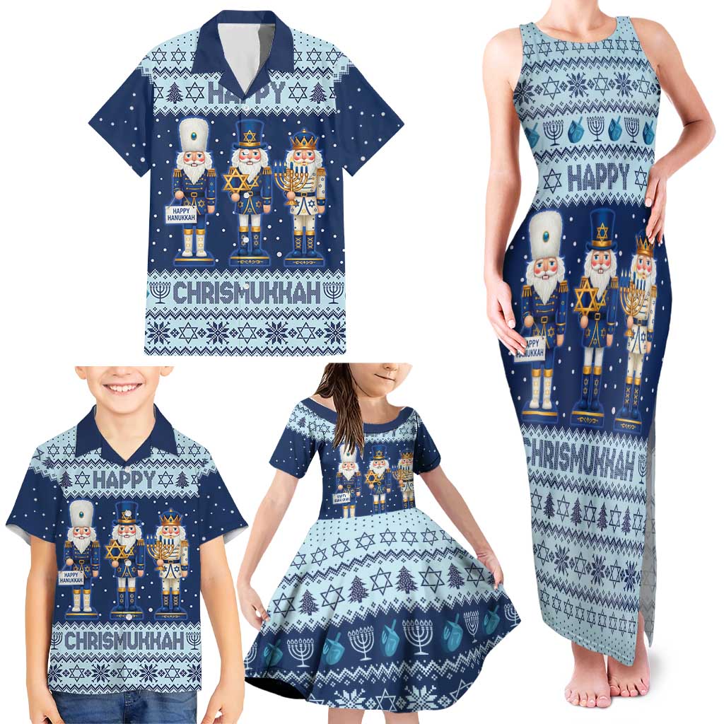 Chrismukkah Nutcracker Family Matching Tank Maxi Dress and Hawaiian Shirt Funny Hanukkah Xmas Style - Wonder Print Shop