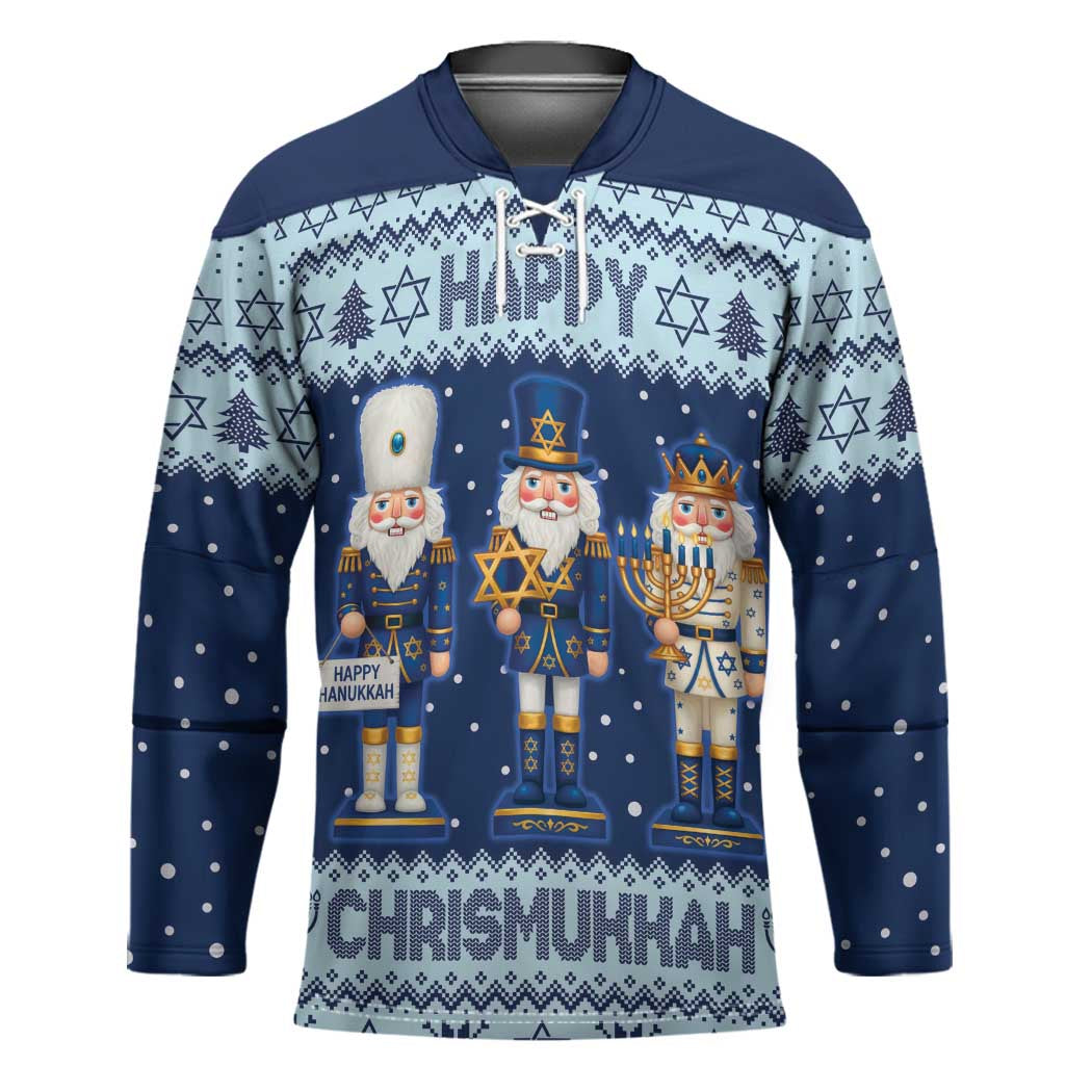Chrismukkah Nutcracker Hockey Jersey Funny Hanukkah Xmas Style - Wonder Print Shop